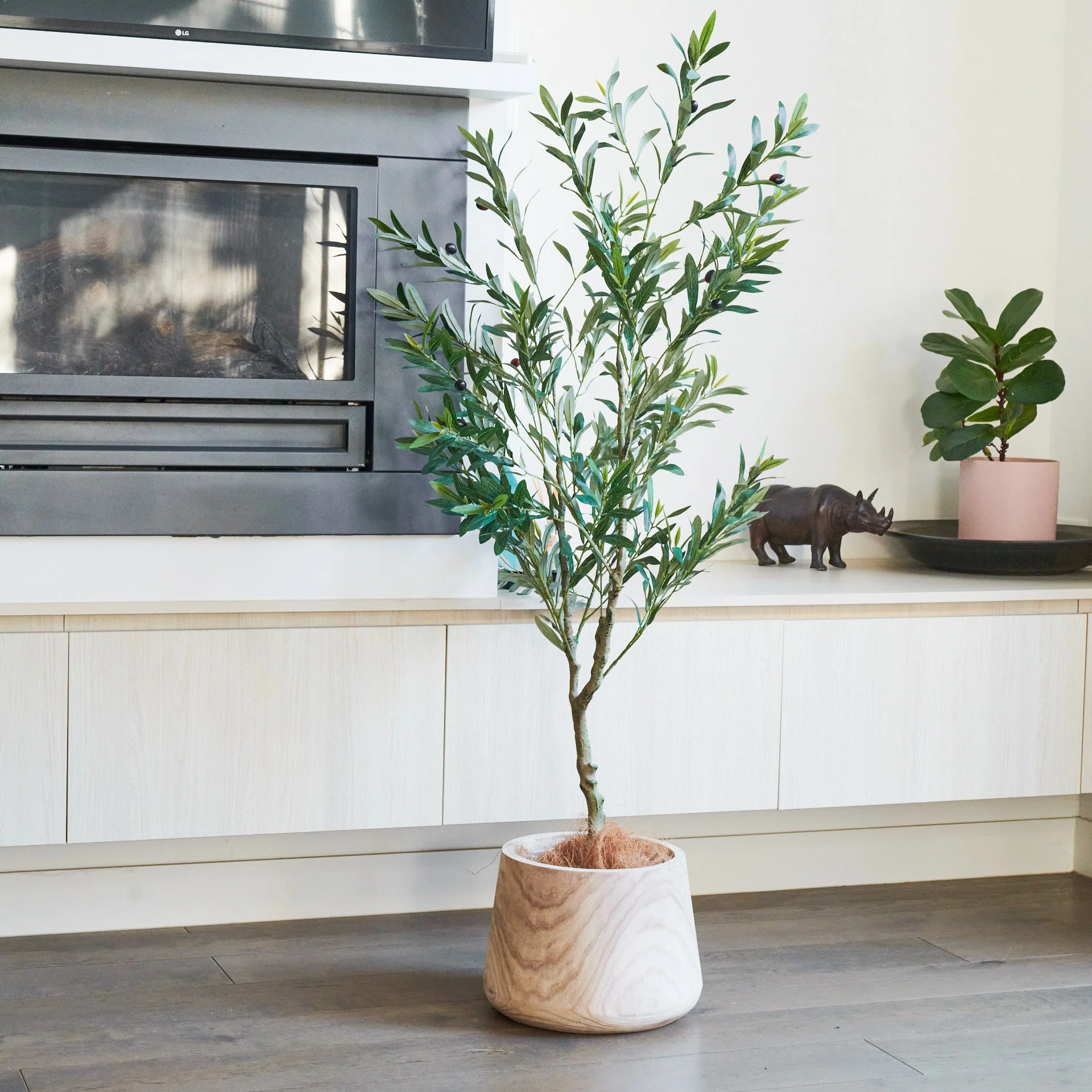 Everly Real Touch Olive Tree with Wood Pot - Image 4