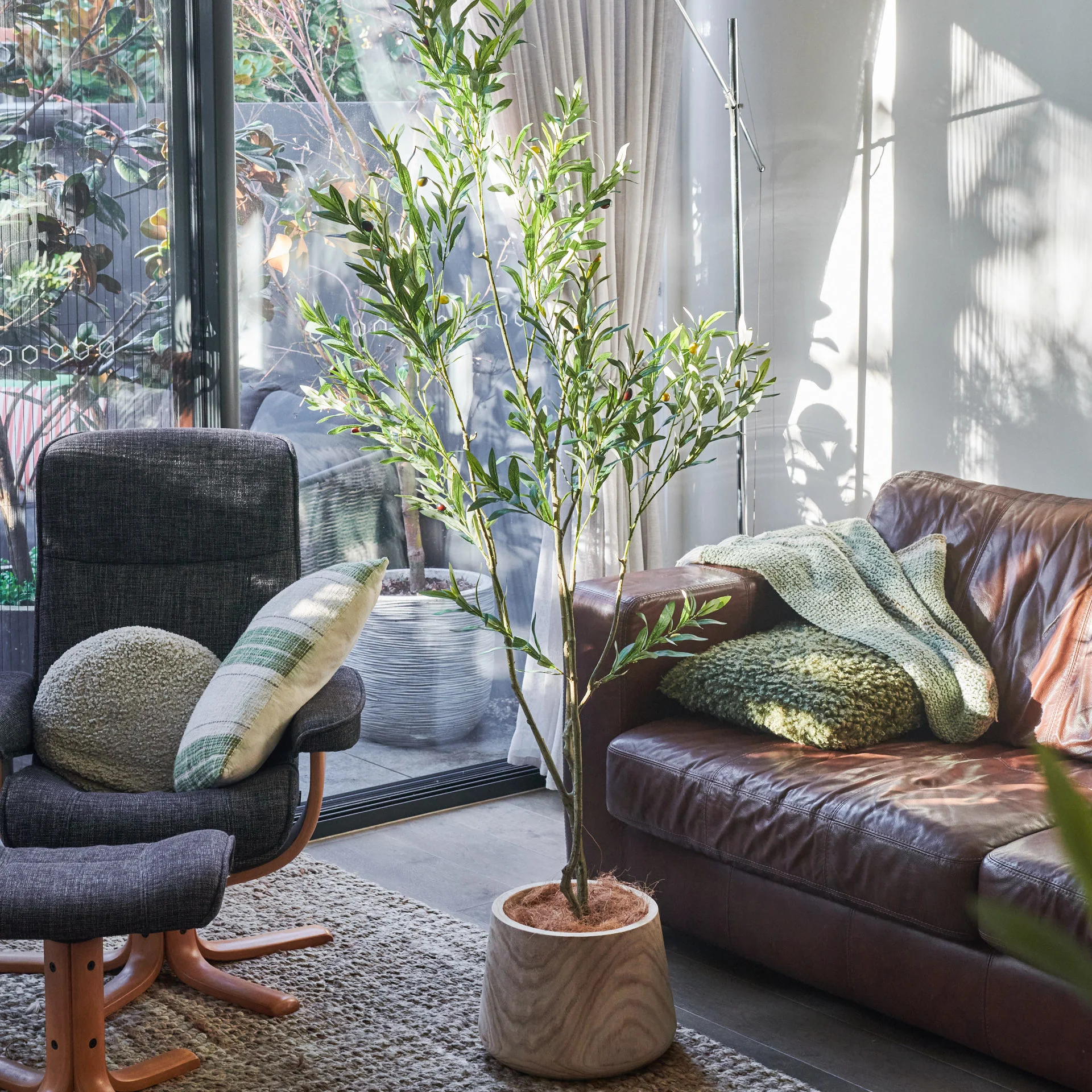 Everly Real Touch Olive Tree with Wood Pot - Image 6